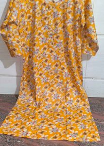 Floral Print Yellow Kurti Size L
