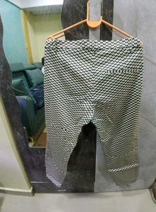 Patterned Blend Trousers Side Zip And Pocket