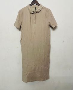 Casual Beige Shirt Dress