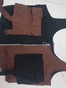 Two-Tone Crop Top with Zipper