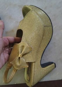 Golden Heels with Bow