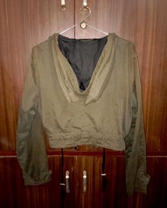 Green Cropped Hooded Jacket