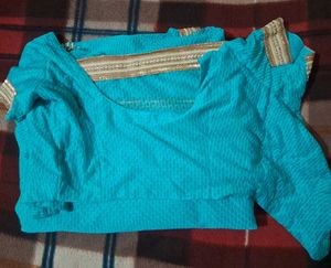 Teal Blouse with Gold Detail