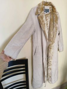 Faux Fur Trim Long Coat