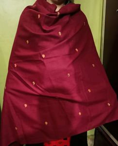 Women Embroidered Maroon Winter Shawl