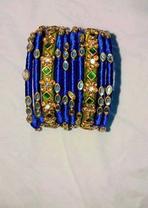 Silk Thread Bangles - Blue & Green