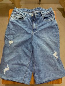 Distressed Denim Bermuda Shorts
