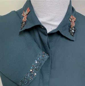 Zara emerald green embellished shirt large size