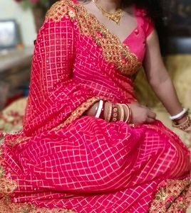 Elegant Pink Embellished Saree