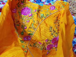 Embroidered Yellow Kurti