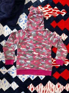 Girls Printed Front Open Sweatshirt