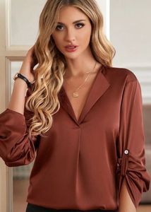 Elegant Brown Long Sleeve Top