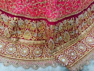Pink Orange Heavy Embroidery Rahwari Lahenga