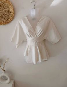 Cute White Wrap Top