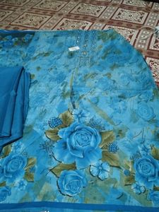 Blue Floral Dress Material