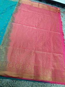 Dual tone peacock green saree