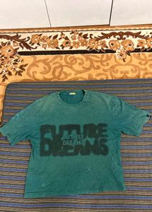 Bewakoof Sea Green Tye and Dye Oversized T-shirt