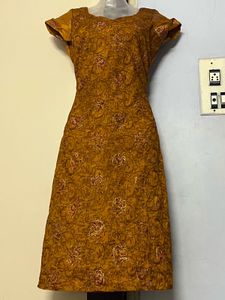 Pintrest Full Sequence Floral Mustard Kurta