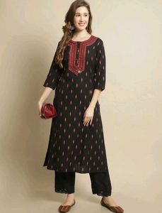 Pistaa Cotton Embroidred A Line