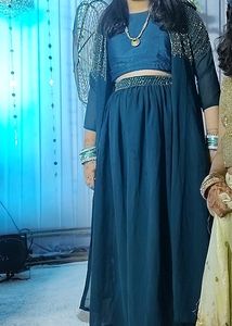 Elegant Teal Embellished Indian Outfit