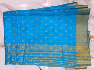 Blue Polka Dot Saree
