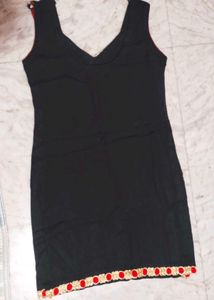 Black Kurti with Red Detail