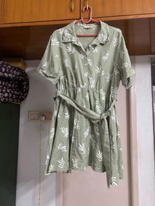 “Bombay Paisley” MintGreen Leaf Print Dress