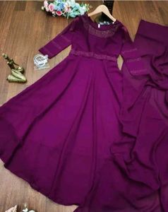 Elegant Purple Anarkali Dress