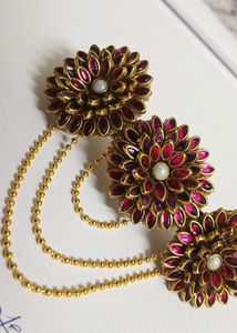 Floral Hair Clip with Chain