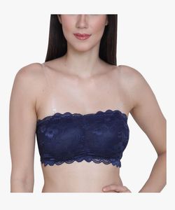 Navy Blue Lace Bandeau Bra (without straps)