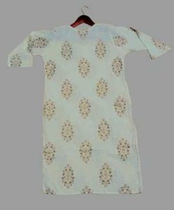 Women's Long Kurti Floral Hand Blocke Printed