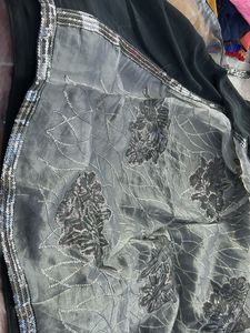 Grey Floral Saree