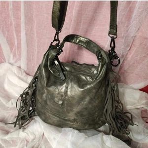 Guiliano Fringe Metalic Leather Bag