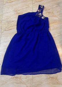 Party wear blue One Shoulder Dress with sequins