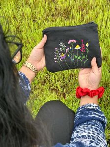 Floral Embroidered Makeup/Pen Pouch