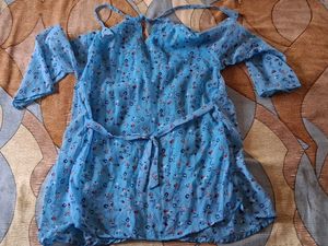 Cute Blue Floral Tunic