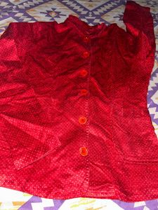 Red Button-Down Jacket Coat