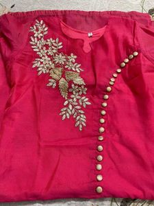 *SURPRISE FREEBIE* Pink Kurti Gotta Patti Work