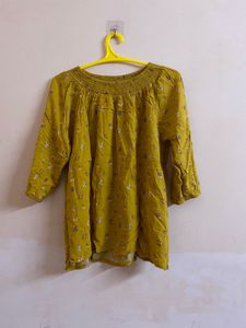 Floral Mustard Yellow Stylish Top