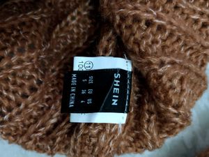 Brown Knit Balloon Sleeve Sweater
