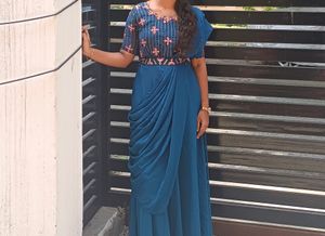 Beautiful Embroidery Party Wear With Belt