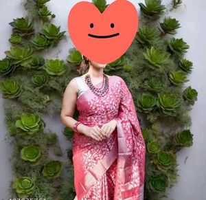 Elegant Pink Banarasi Saree