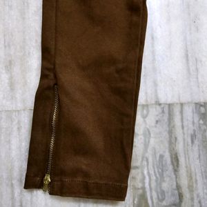 Cotton Trousers Pants With Zip On Ankle No Flaws