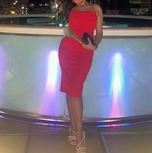 Red Bodycon Midi Dress