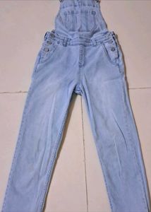 Max Light Wash Denim Dungarees For Girls