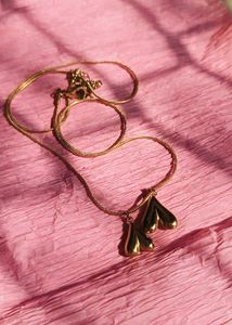 Anti Tarnish Snake Chain With Double Heart
