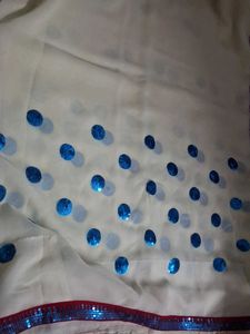 Elegant White & Blue saree