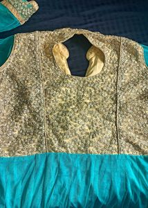 Sea Green Embroidery Ethnic Gown