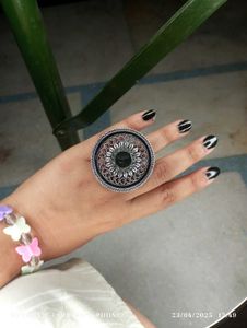Oxidised Big Size Beautiful Design Ring💍For Girls