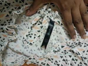 Patterned Ruffle Neck Top